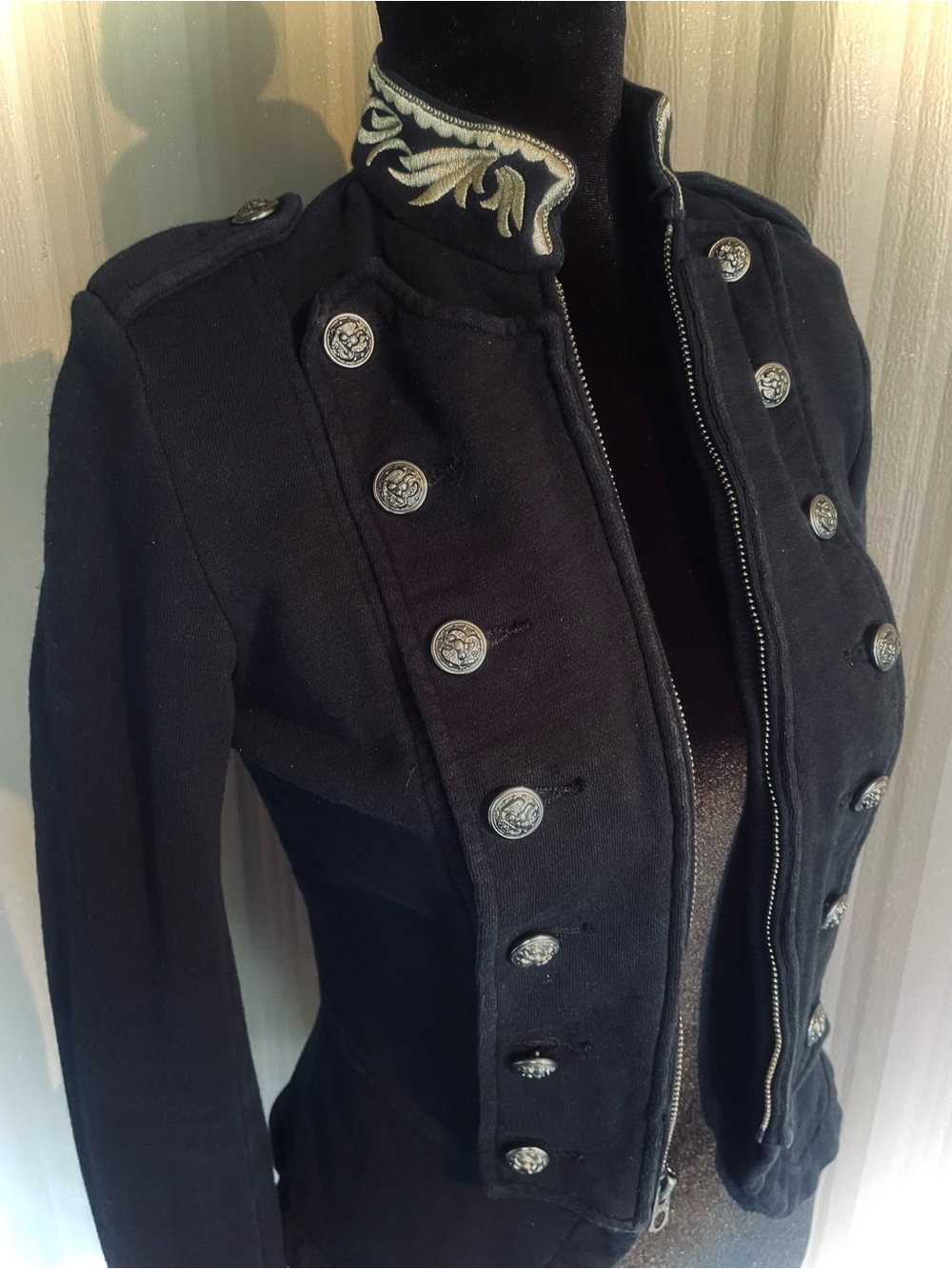 Denim & Supply Ralph Lauren Military Jacket French Terry Steampunk Black Wmns XS